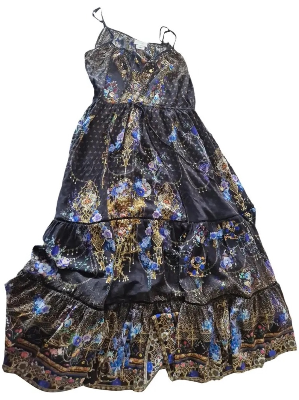 Camilla Black Silk Maxi Dress with Front Tie Details - Picture 2 of 10